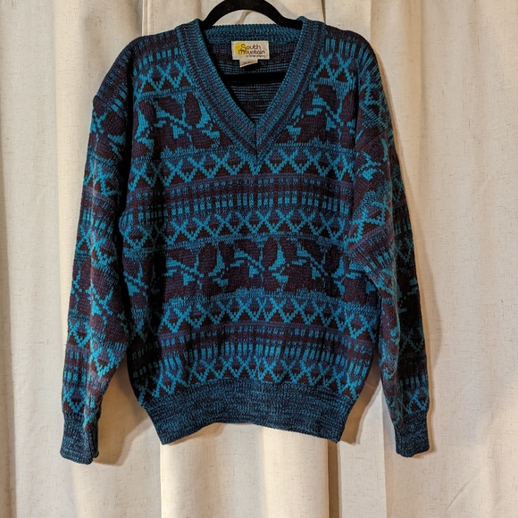 Vintage Other - Vintage Retro Geometric Made In Korea Sweater Large Blue Purple